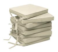 Beautissu Set de 8 Coussin de Chaise d'intérieur Galette déhoussable Assise | 45x40cm Nature avec bandes de fixation d' exterieur jardin Lavable rembourrage cuisine antidérapante ronde Loft SK
