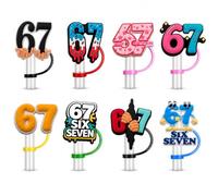 Lot de 8 couvercles de pailles 67 meme pour tasse, pailles en silicone | Couvercle de pailles en silicone étanche à la poussière de 8 mm, accessoire de paille pour Stanley 6 7
