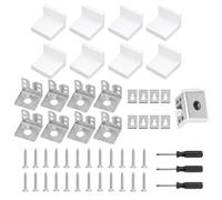 Lot de 8 crochets d'armoire blancs, 32 vis, 3 tournevis, kit de montage | Kit de support de placard suspendu avec plaques de montage et capuchons pour armoires de cuisine, armoires murales et montage