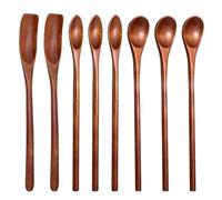Lot de 8 cuillères à café en bois à long manche pour mélanger le miel, cuillères à miel, cuillères à mélanger en bois faites à la main pour jus de confiture