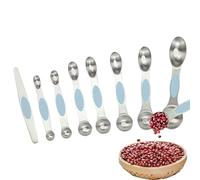 Lot de 8 cuillères à mesurer de cuisine magnétiques | Ustensiles de mesure en acier inoxydable pour café, thé, sucre, sel, condiments, pâtisserie, poudre de cuisson