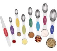 Lot de 8 cuillères à mesurer magnétiques en acier inoxydable empilables double face pour mesurer les ingrédients secs et liquides (couleur)