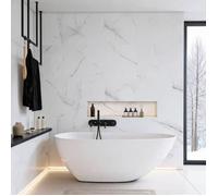 Lot de 8 Dalles Murales pour Douche - DECOON - Etanche - SPC/PVC - 38 9 x 77 8 cm - 2 42 m² - Décor Marbre Blanc Brillant