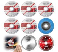 Lot de 8 disques à tronçonner 115 pour métal, meuleuse d'angle, 115, 115 mm, avec alésage de 22,23 mm, pour couper le métal, la pierre, le bois, la céramique, le carrelage et le ponçage