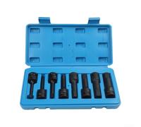 Lot de 8 douilles carrées 1,27 cm pour acier cr-Mo avec tailles H5-H19 pour réparation automobile, verrouillage sécurisé dans un étui de rangement