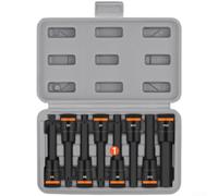 Lot de 8 douilles hexagonales à manches longues 55 mm pour usage intensif | Lot de 8 pièces, taille 55 mm, acier au chrome vanadium, métal résistant à l'usure, étui en plastique portable