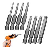 Lot de 8 embouts de tournevis Torx à 5 points - 1/4" - Haute dureté - Avec trou - T8, T10, T15, T20, T25, T27, T30, T40 - Forte agnétisme