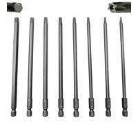 Lot de 8 embouts Torx extra longs de sécurité 6,35 mm hexagonaux en acier S2 magnétiques inviolables T8-T40, outil manuel robuste pour réparation de voiture, électronique et entretien d'appareils