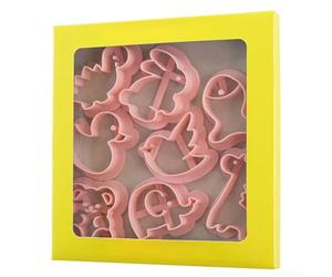 Lot de 8 emporte-pièces en forme d'animal - En polypropylène de qualité alimentaire - Pour la pâtisserie des enfants - Moules à dessert faciles à presser et à couper - Rose - 13,5 x 14 x 1,2 cm