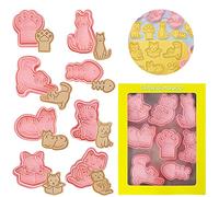 Lot de 8 Emporte-Pièces en Forme d'Animaux pour Enfants - Moule à Cookies 3D, Kit de Cutter à Cookie, Presse-Biscuits à la Main pour Fondant