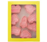 Lot de 8 emporte-pièces en forme de voiture en polypropylène | 8 modèles de véhicules différents, parfaits pour les projets de pâtisserie créatifs, amusants pour les enfants