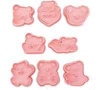 Lot de 8 emporte-pièces en forme d'ours de dessin animé pour la pâtisserie maison, polypropylène de qualité alimentaire, légers mais résistants pour les tâches quotidiennes de cuisine