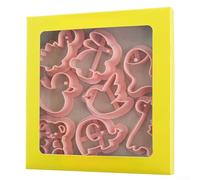 Lot de 8 emporte-pièces en plastique PP rose pour enfants - En forme de dessin animé - Facile à nettoyer - 13,5 x 14 x 1,2 cm