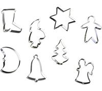 Lot de 8 emporte-pièces LARES - Assortiment de Noël - 10-14 cm - en fer-blanc résistant - pour biscuits, petits gâteaux et pain d'épices
