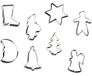 Lot de 8 emporte-pièces LARES - Assortiment de Noël - 10-14 cm - en fer-blanc résistant - pour biscuits, petits gâteaux et pain d'épices