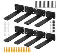 Lot De 8 Équerre Étagère Murale - 15,5 cm - 5 mm - Support En l Noir | CHUIFAI, Charge Lourde, Fixation Invisible, Angle 90°, Fer Renforcé, Pour Cuisine Salle De Bain Bureau