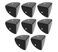 Lot de 8 équerres de protection en métal festonné à angle droit pour boîte en bois, bureau, mallette, valise de transport Noir 39 mm