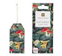 Lot de 8 étiquettes cadeaux pour Noël et anniversaire Kraft, 10 cm x 5 cm, forêt de minuit, étiquettes vertes et rouges avec ficelle pour cadeaux, bricolage, étiquettes de remerciement en papier
