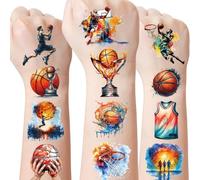 Lot de 8 feuilles de 160 tatouages temporaires de basket-ball pour enfants - Décorations de fête d'anniversaire MVP sur le thème des jeux sportifs pour garçons et filles
