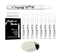 Lot de 8 Feutre Acrylique Blanc Pointe Moyenne Marqueur Blanc Indélébile pour Papier Noir Galet Verre Bois Pneu Tissu Stylo Peinture Acrylique Étanche Encre Opaque Séchage Rapide Loisirs Créatifs