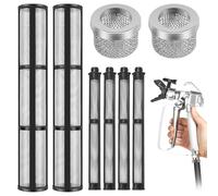 Lot de 8 Filtres Airless Spray Gun 3 Types Éléments Filtrants pour Pulvérisateurs Airless 60 Mailles Kit de Filtres sans Fil Résistant à la Chaleur pour Pistolet pulvérisateur GR-aco 695