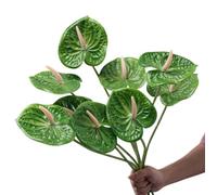 Lot de 8 fleurs artificielles d'anthurium au toucher réel de 60 cm pour centres de table, décoration de mariage et de festival, arrangements floraux (vert)