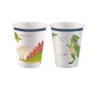 Lot De 8 Gobelets Jetables Happy Dinosaur 250 Ml - Blanc Blanc