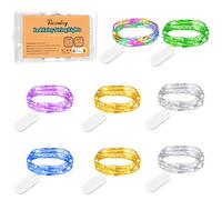 Lot de 8 Guirlande Lumineuse à Piles, 2M 20LED LED Fée Chaîne Lumières Étanche Guirlande Noel Sapin Guirlande de Lumière pour Chambre Mariage Soirée Jardin (6 Couleurs)