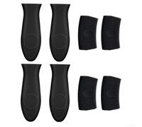 Lot de 8 housses de poignée en silicone pour poêle et casserole avec matériau résistant à la chaleur pour protéger contre les surfaces chaudes pendant la cuisson (noir)