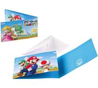 Lot de 8 invitations et enveloppes « Super Mario Bros » - Pour anniversaire d'enfant ou fête à thème - Cartes d'invitation pour enfants Luigi Toad