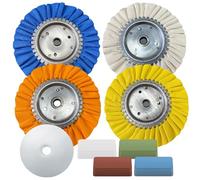 Lot de 8 kits de polissage en aluminium - Râteau de roue de polissage de 20,3 cm pour meuleuse d'angle en métal pour finition miroir, kit de roue de polissage en aluminium et composé de polissage