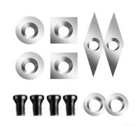 Lot de 8 lames d'outils de travail du bois, 4 tailles différentes en carbure de tungstène, lames de rechange pour tour à bois, burins en plastique