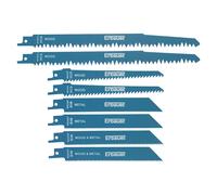Erbauer Lames de scie sabre G - 150–240 mm HCS/Bi‑métal pour bois et métal - Lot de 8