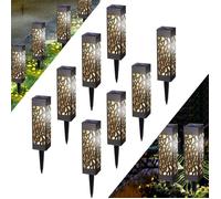 Lot de 8 lampes solaires extérieures LED IP65 - blanc chaud, batterie rechargeable 6-8h, sans fil