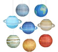 Lot de 8 lanternes en papier planète, abat-jour en papier sur le thème de l'espace