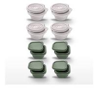 Lot de 8 lunch box 1 L avec 8 ustensiles de cuisine Fackelmann Storage Blanc|Vert