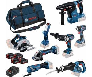 Lot de 8 machines ToolKit 18V - BOSCH - avec 4 x batterie 18V 5.0Ah - chargeur sac de transport - 0615A5004A