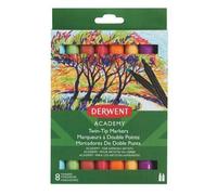 Lot De 8 Marqueurs 2 Points Fins Et Biseautés De Haute Qualité Couleurs Assorties Derwent 98208