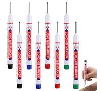 Lot de 8 Marqueurs à Trou Profond, Marqueur Permanent Pointe Longue 20mm, Marqueur de Chantier Indélébile pour Bois, Métal, Plastique, 2 Noir, 2 Rouge, 2 Bleu, 2 Vert