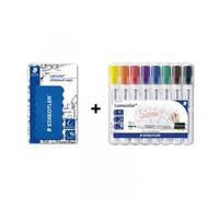 Lot De 8 Marqueurs Lumocolor Pour Tableau Blanc + 1 Brosse Magnétique Staedtler