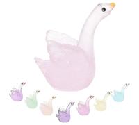 Lot de 8 mini-figurines lumineuses en forme de cygne ¿ Décoration élégante en résine pour jardin, voiture et maison de poupée ¿ Brille dans le noir