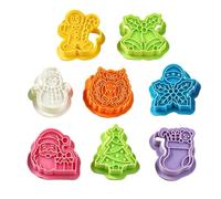 Lot de 8 mini moules à gâteau de Noël réutilisables et antiadhésifs | Tampons à biscuits de vacances, fondant, biscuits, bonbons, gâteaux, pâtisserie, fruits, dessert, cuisine, maison, vacances