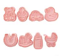 Lot de 8 moules à biscuits en polypropylène pour enfants - Motif dessin animé - Rose - 16,5 cm