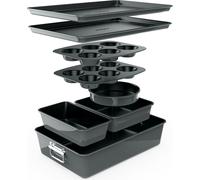 Lot de 8 moules à gâteaux NutriChef - Lot de moules antiadhésifs - Sans PFOA, PFOS ni PTFE, résistants au four jusqu'à 232 °C - Moule à gâteau rond, moule à cake, moule à cake