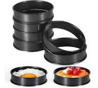 Lot de 8 moules ronds anti-adhésifs en acier inoxydable de qualité alimentaire pour petit déjeuner, desserts et pâtisseries 10 cm