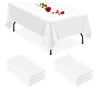 Lot de 8 nappes rectangulaires Blanches Nappe jetable de qualité supérieure 137 cm X 274 cm Pouces pour Pique-Nique barbecue Blanc