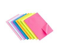 Lot de 8 notes adhésives lignées - Blocs fluorescents de 10,2 x 15,2 cm | 8 | Lot de 40 feuilles de papier autocollant repositionnables pour l'école, le bureau, l'université et le bureau des enseignants