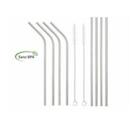 Lot de 8 pailles en acier inoxydable