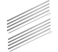 Lot de 8 pailles en inox avec 2 goupillons de nettoyage 24 cm Fackelmann Bar Concept Gris