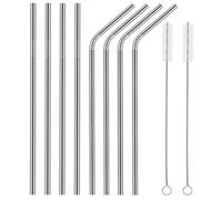 Lot de 8 pailles inox Long 10,5 '' pailles métalliques pour 20 30oz en acier inoxydable gobelets boissons froides